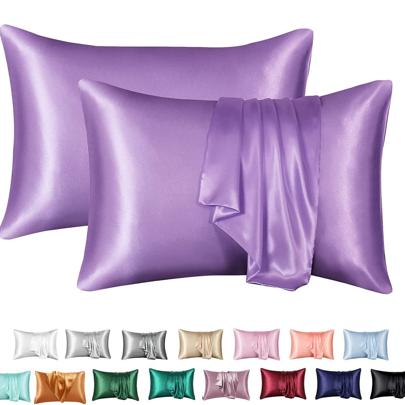 Simulation silk solid color polyester pillowcase envelope pillow pillow cases pillow pair multi-color