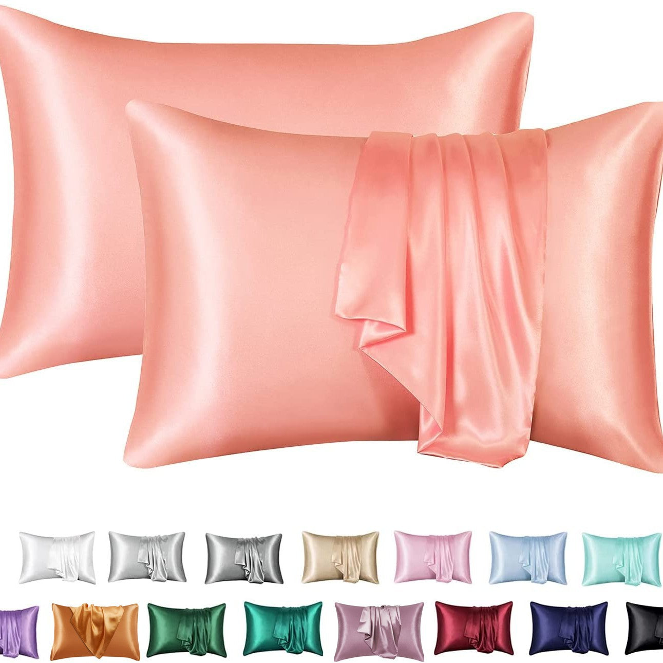 Simulation silk solid color polyester pillowcase envelope pillow pillow cases pillow pair multi-color