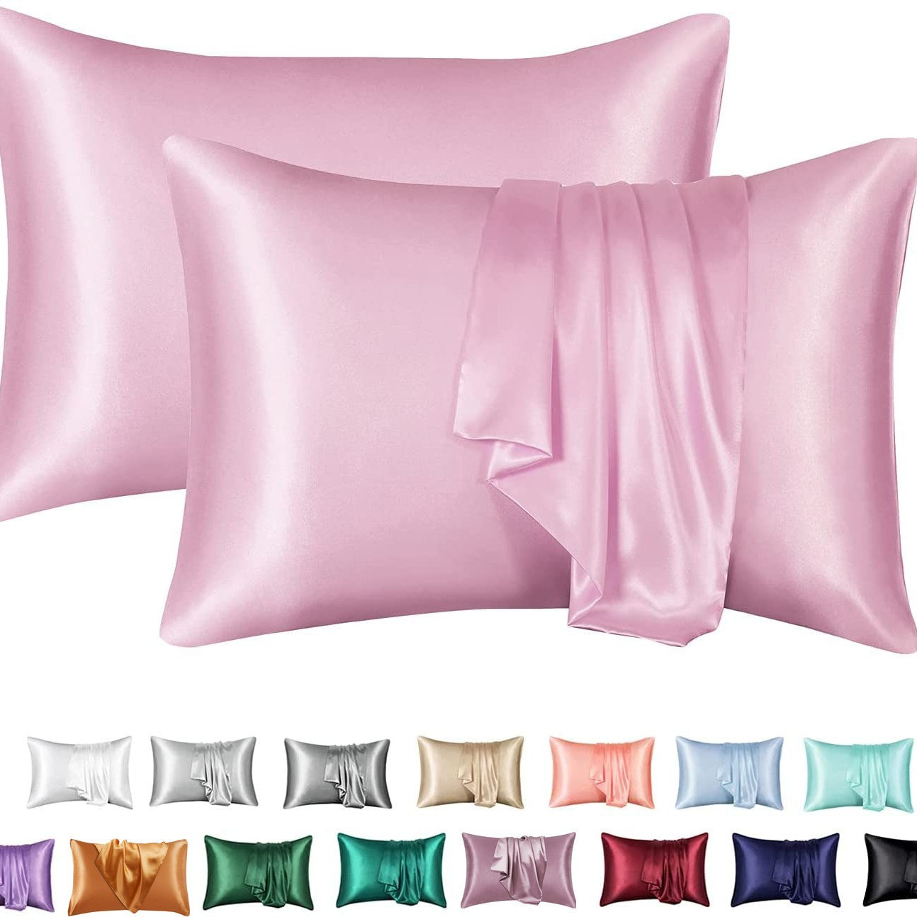 Simulation silk solid color polyester pillowcase envelope pillow pillow cases pillow pair multi-color