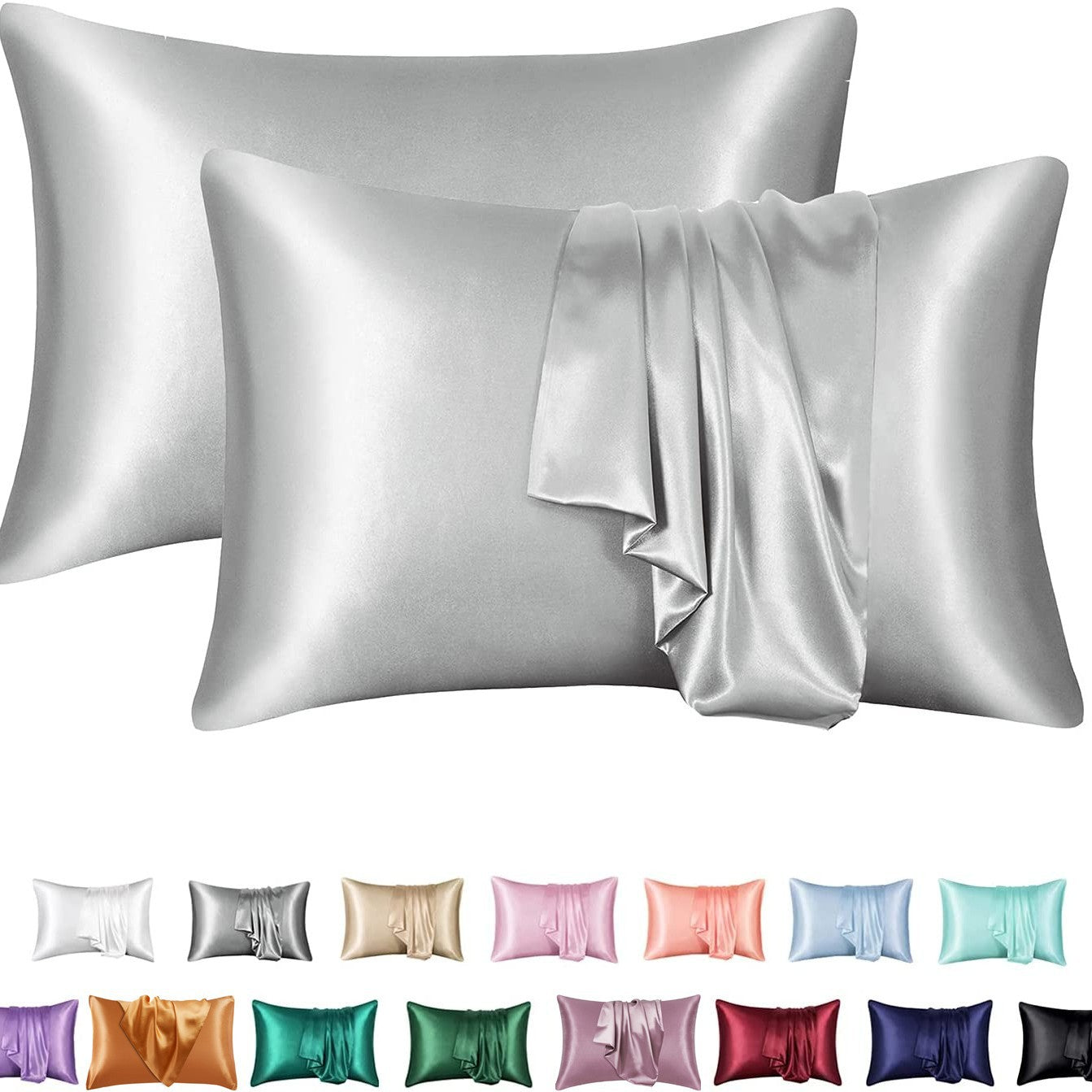 Simulation silk solid color polyester pillowcase envelope pillow pillow cases pillow pair multi-color