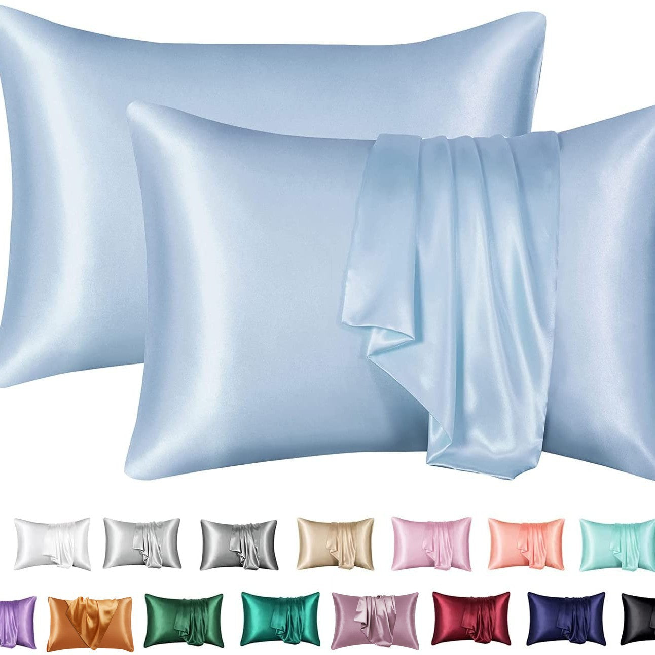 Simulation silk solid color polyester pillowcase envelope pillow pillow cases pillow pair multi-color