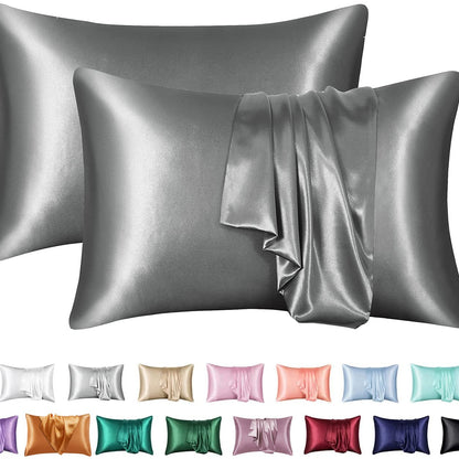 Simulation silk solid color polyester pillowcase envelope pillow pillow cases pillow pair multi-color